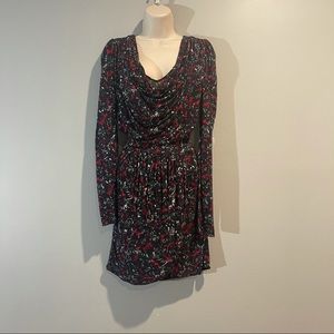Black Red White Cowl Neck dress-French Connections